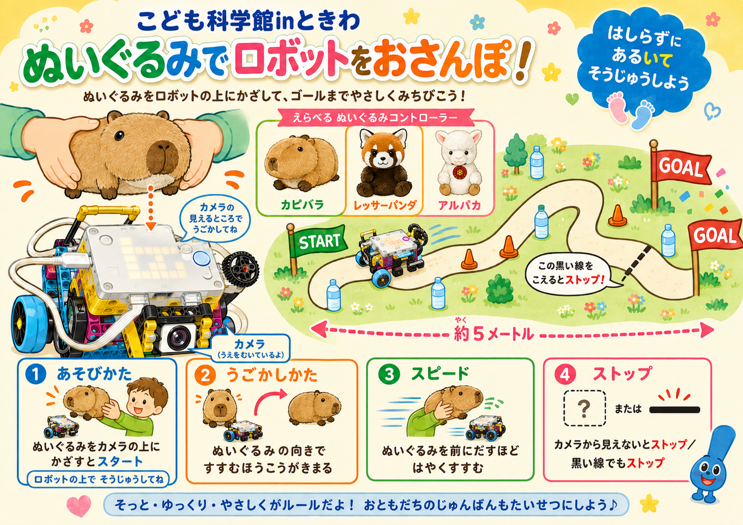 ぬいぐるみでロボットをおさんぽする遊び方を紹介する子ども向け資料
